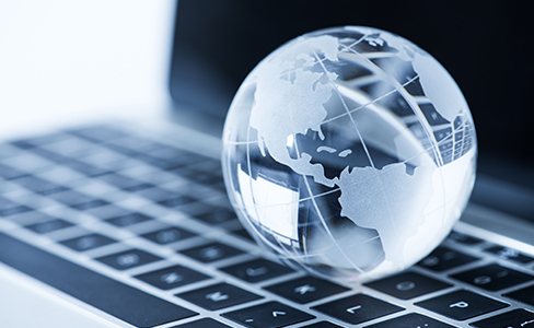 Globe on keyboard